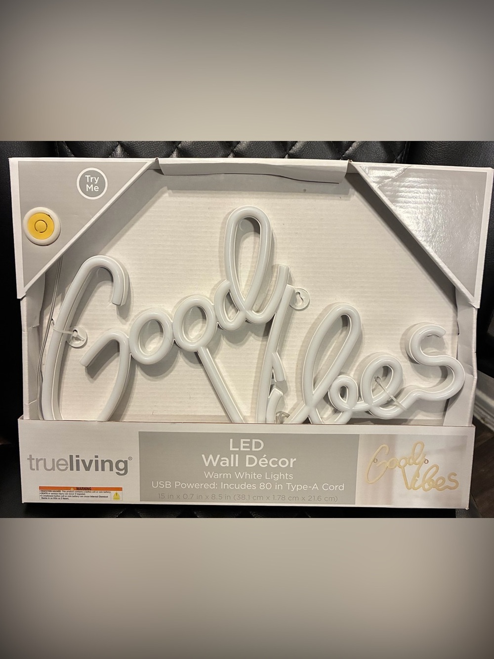 “Good Vibes” Script LED Wall Décor – USB Powered Accent Light